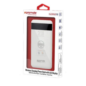 Wireless Charging Power Bank 10000mAh with USB-C,Micro-USB and Lightning Input Ports.