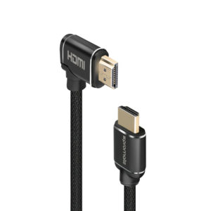 HDMI (Male)- Right Angle HDMI (Male) Nylon Cable with 3D, 4K Ultra HD & Ethernet Support. 3m Length